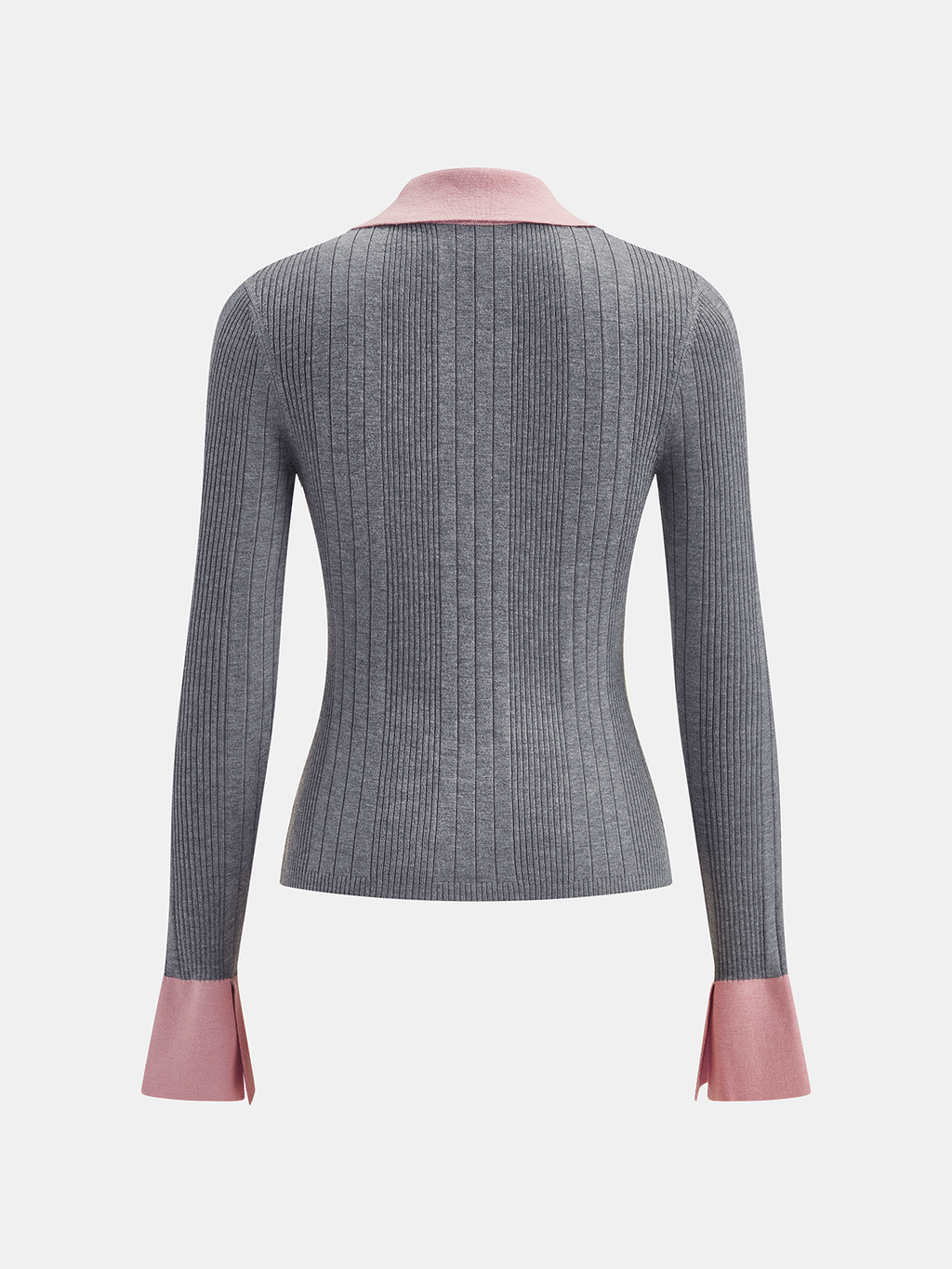 Contraste cuello Mezcla de Lana Ribbed Punto Top