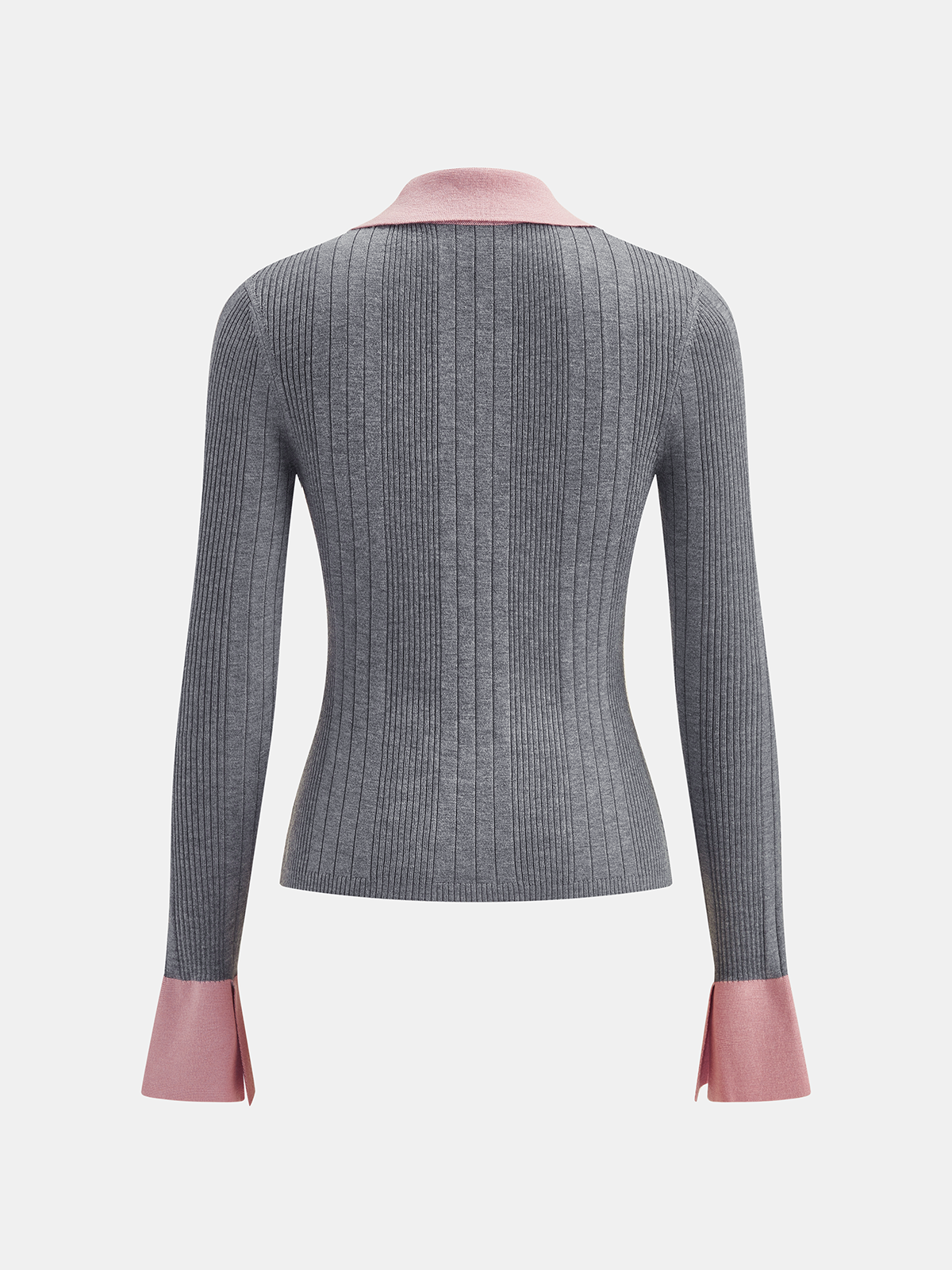 Contraste cuello Mezcla de Lana Ribbed Punto Top