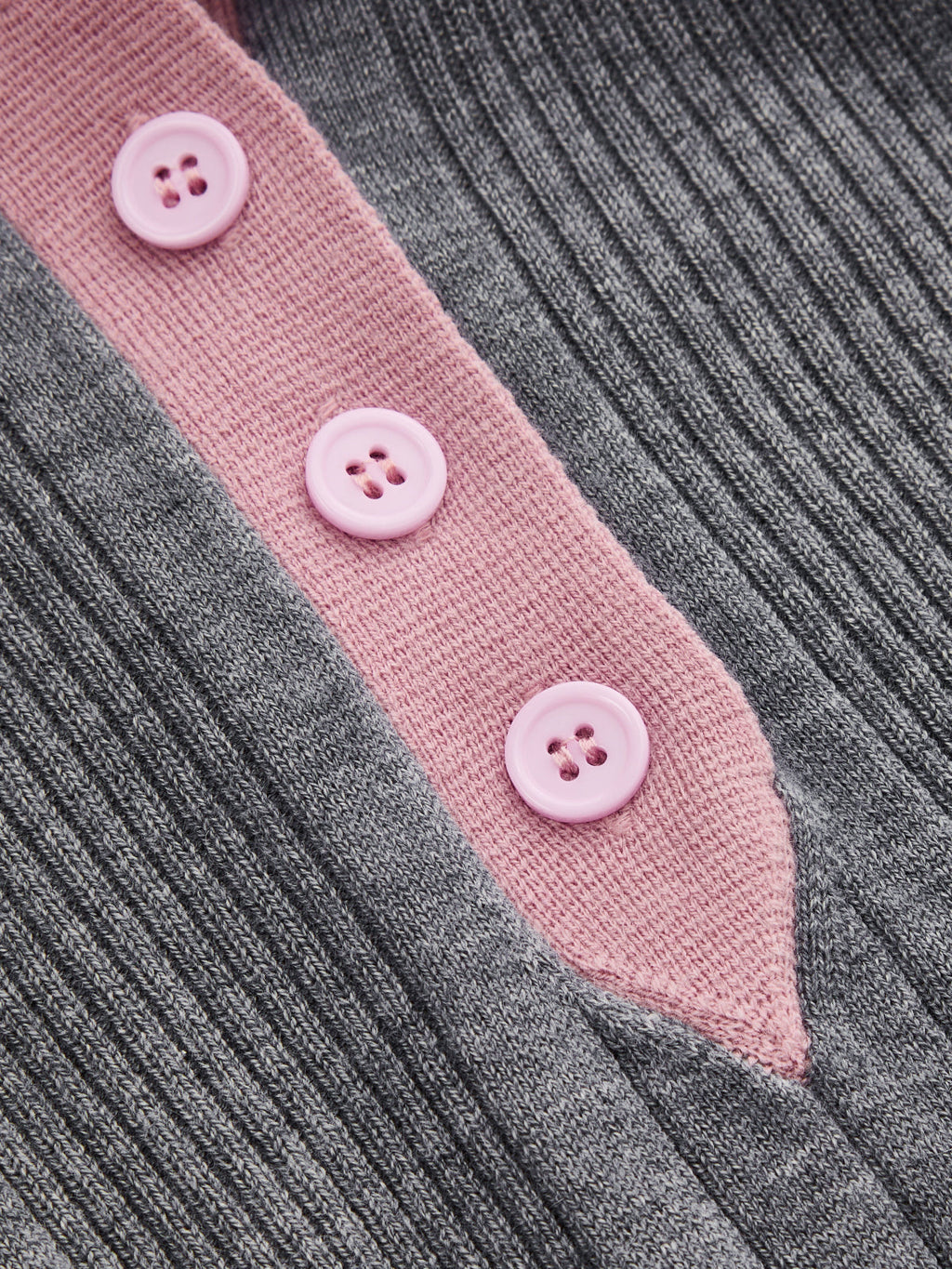 Contraste cuello Mezcla de Lana Ribbed Punto Top