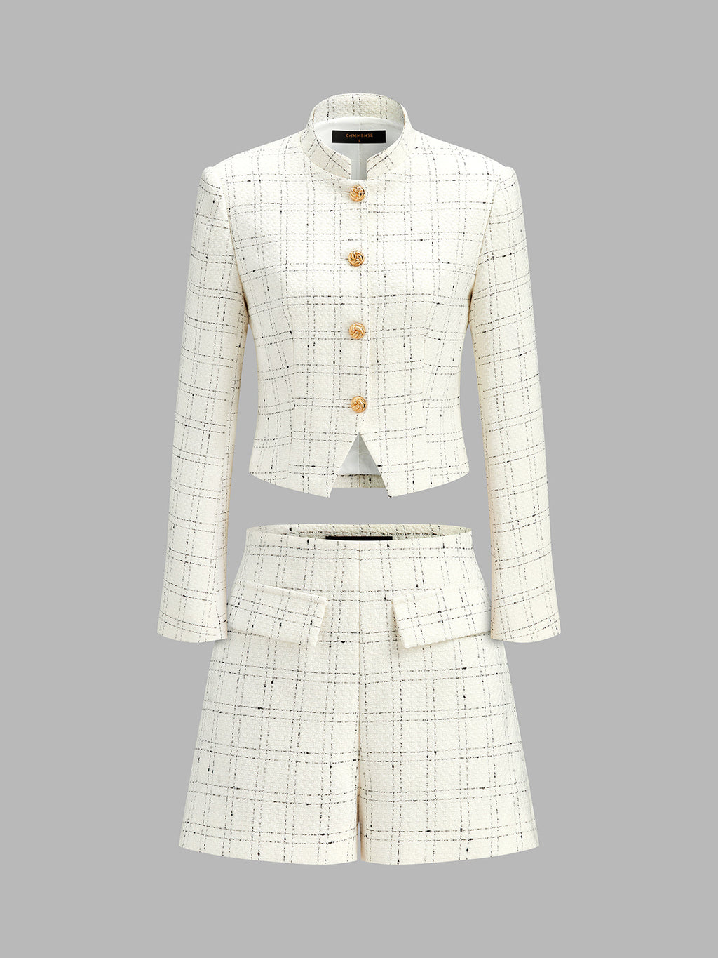 Grid Tweed Dos Piezas Shorts Set