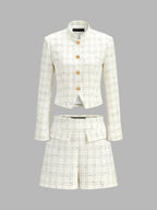 Grid Tweed Dos Piezas Shorts Set