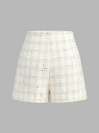 Grid Tweed Dos Piezas Shorts Set