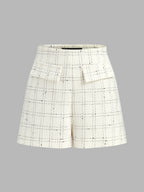 Grid Tweed Dos Piezas Shorts Set