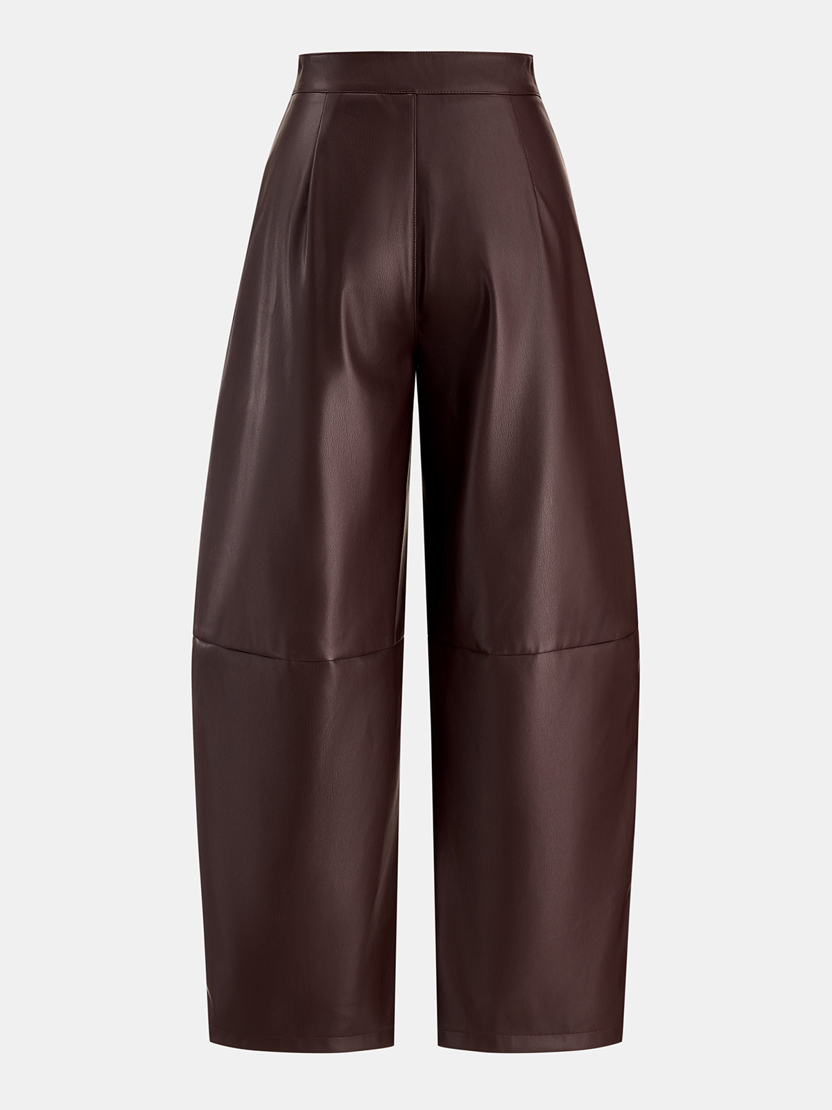 Faux-Leather Seamed Barrel Leg Pantalón