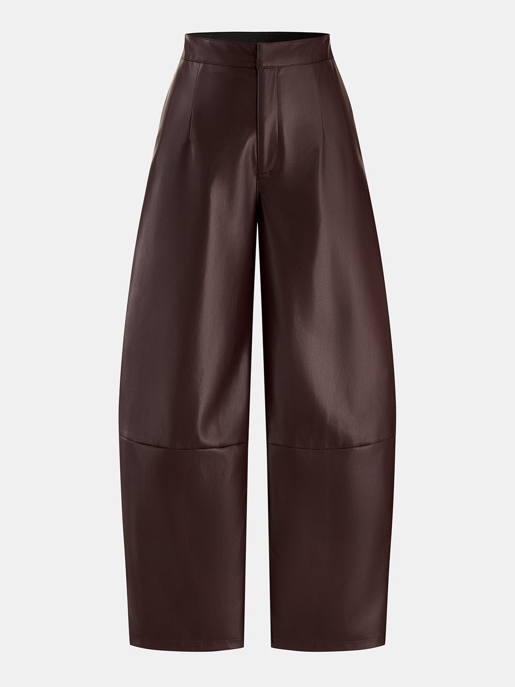 Faux-Leather Seamed Barrel Leg Pantalón