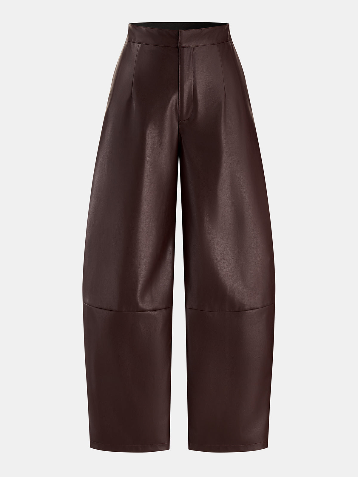 Faux-Leather Seamed Barrel Leg Pantalón
