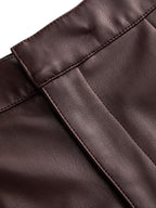 Faux-Leather Seamed Barrel Leg Pantalón