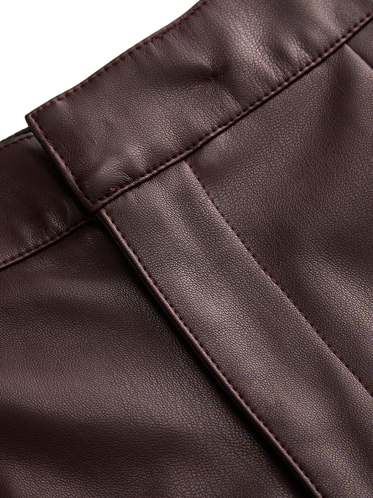 Faux-Leather Seamed Barrel Leg Pantalón
