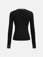 Faux-Leather ribete Ribbed Punto Top