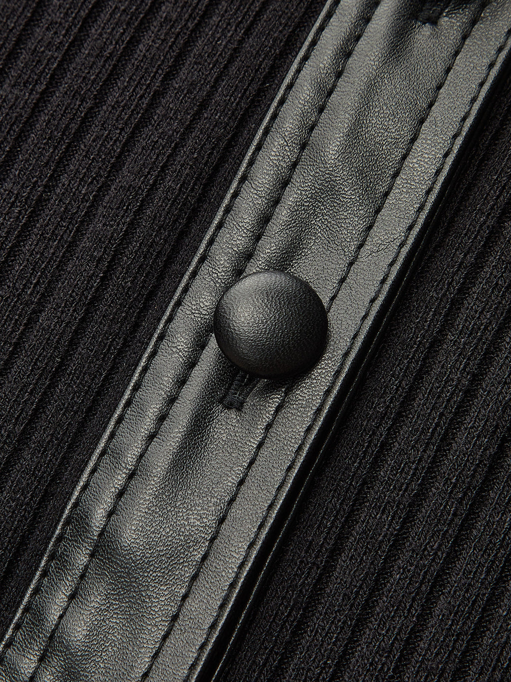 Faux-Leather ribete Ribbed Punto Top