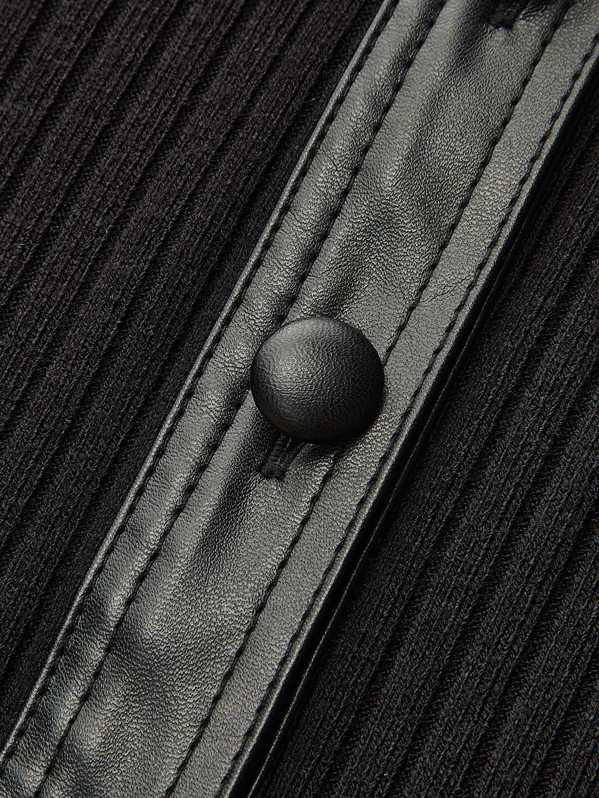 Faux-Leather ribete Ribbed Punto Top
