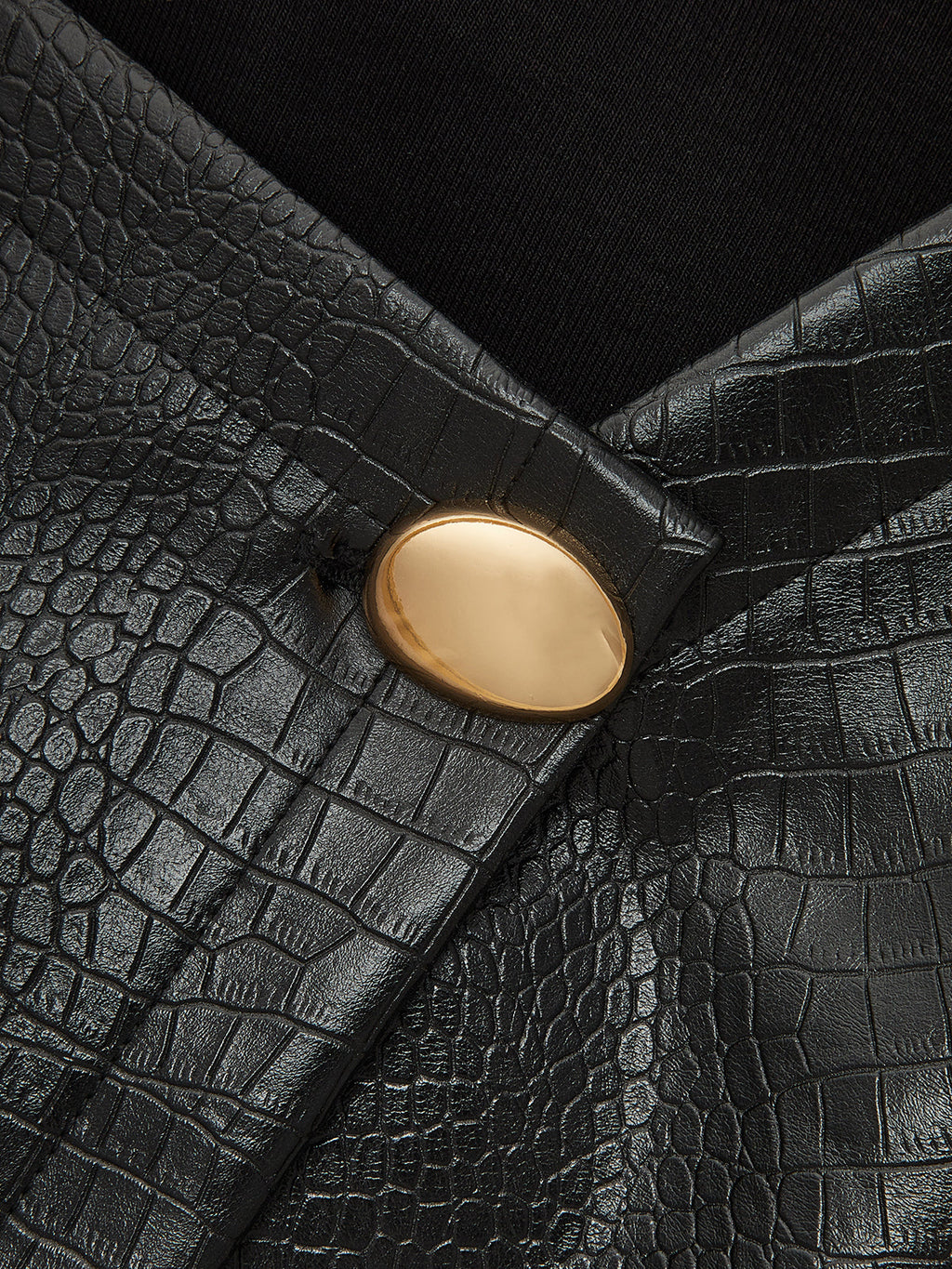 Faux-Leather Patchwork con Cuello Minivestido