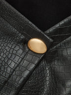 Faux-Leather Patchwork con Cuello Minivestido