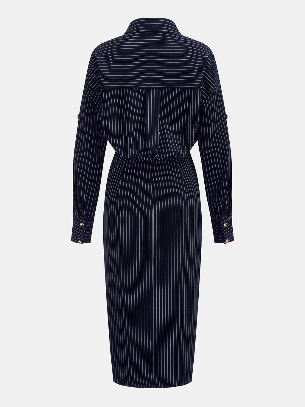 Botones Metálicos Pinstripe midi Camisa Vestido