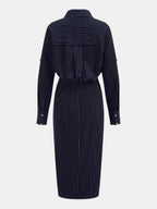 Botones Metálicos Pinstripe midi Camisa Vestido
