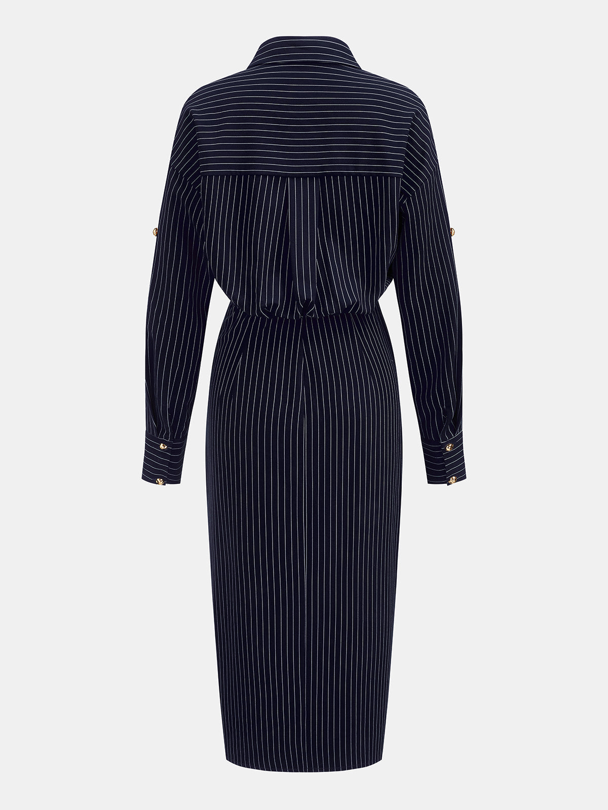Botones Metálicos Pinstripe midi Camisa Vestido