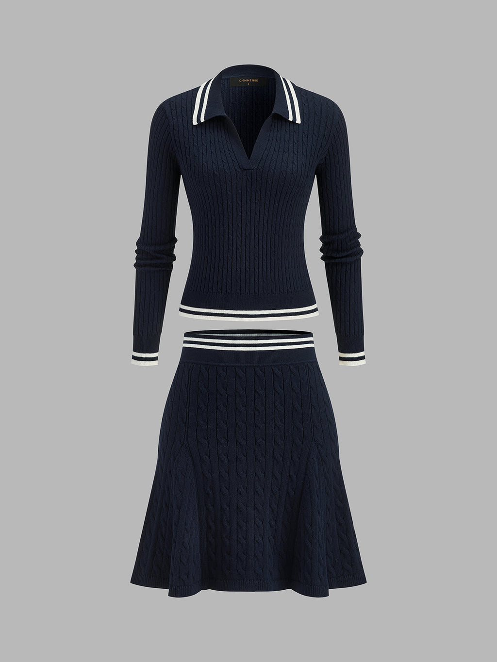 Rayas ribete Cable-Punto Polo jersey