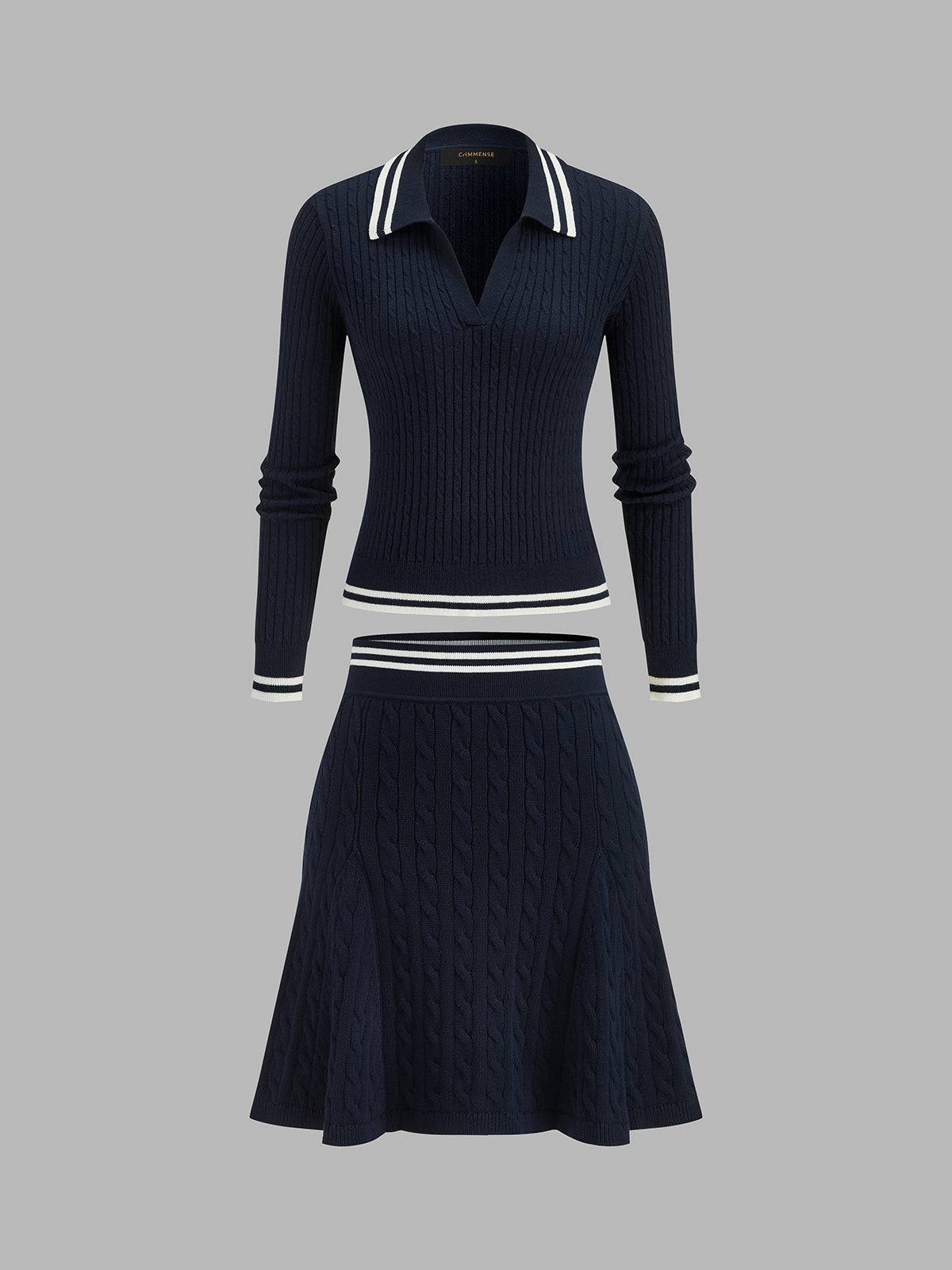 Rayas ribete Cable-Punto Polo jersey