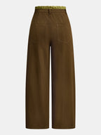 Contraste Drawstring cintura Pierna Ancha Pantalón