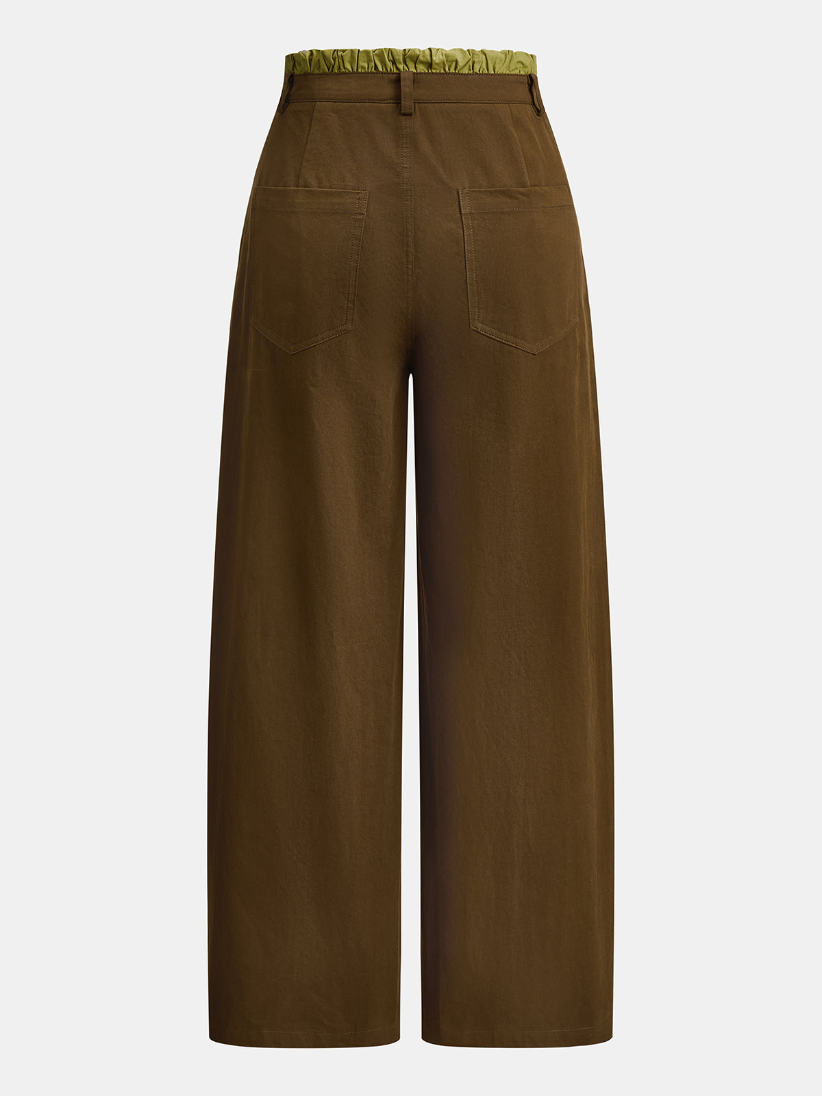 Contraste Drawstring cintura Pierna Ancha Pantalón