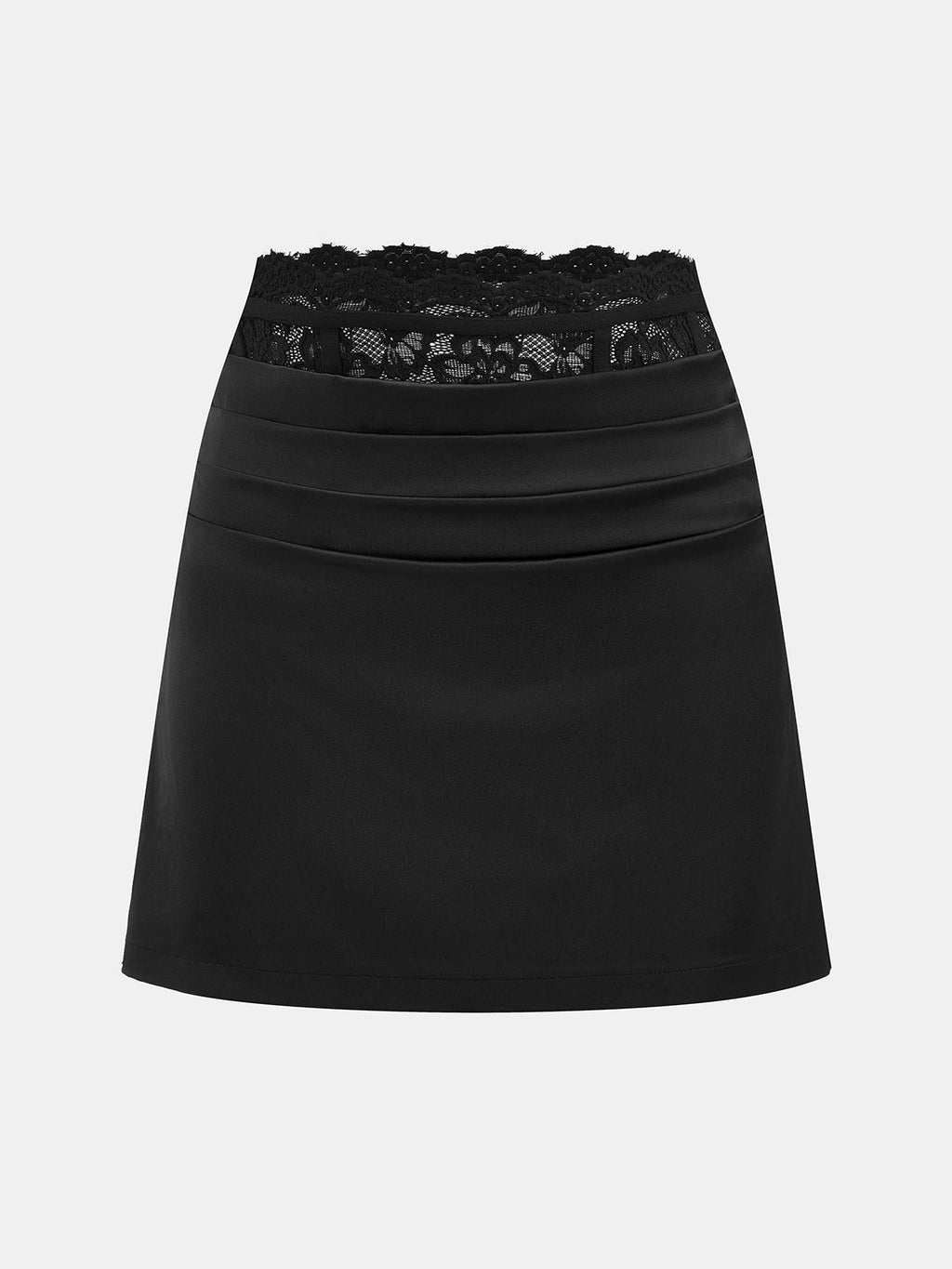 Encaje-cintura Satinado Corte A mini Falda
