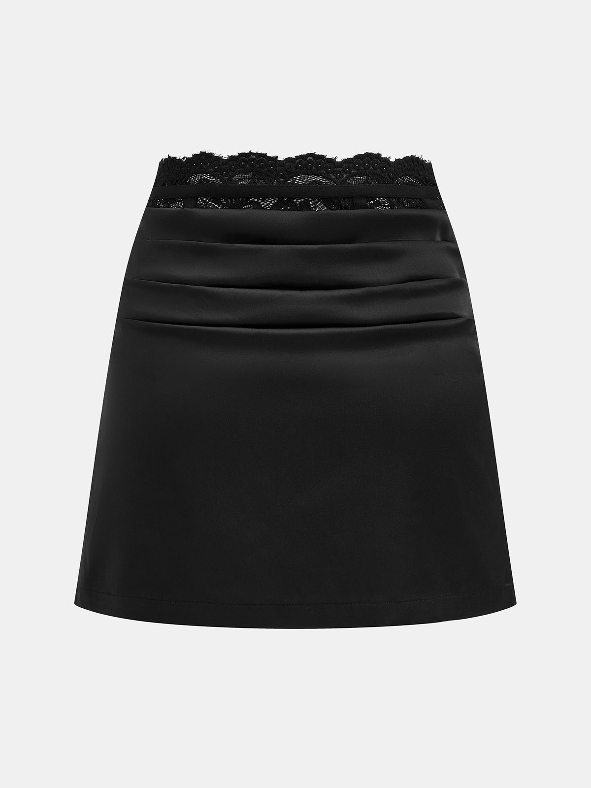 Encaje-cintura Satinado Corte A mini Falda
