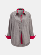 Ribete en Contraste Cuadros Oversize Camisa