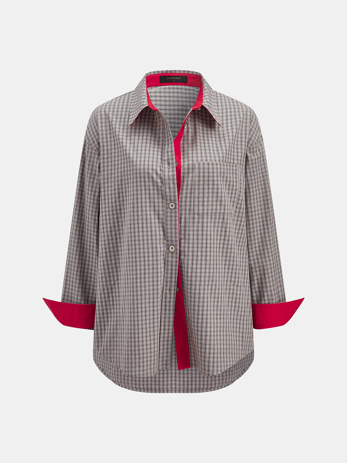 Ribete en Contraste Cuadros Oversize Camisa