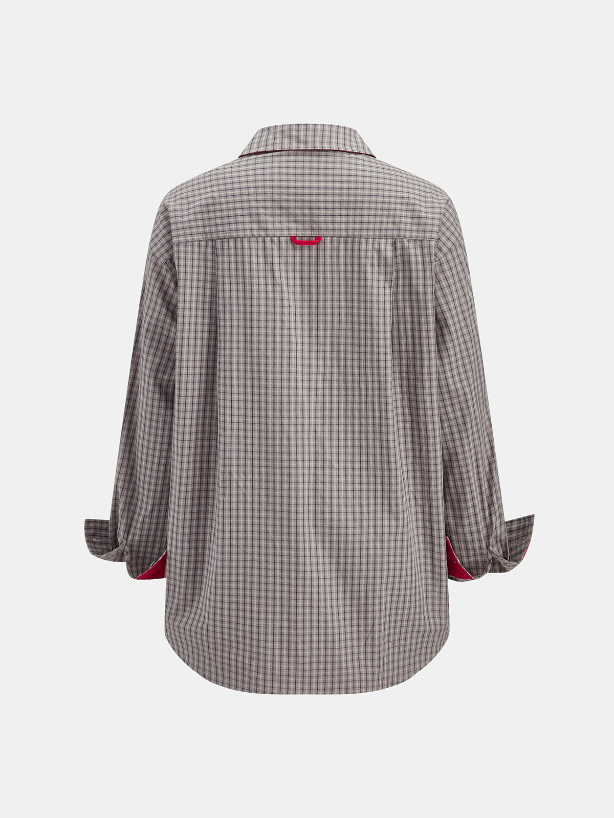 Ribete en Contraste Cuadros Oversize Camisa