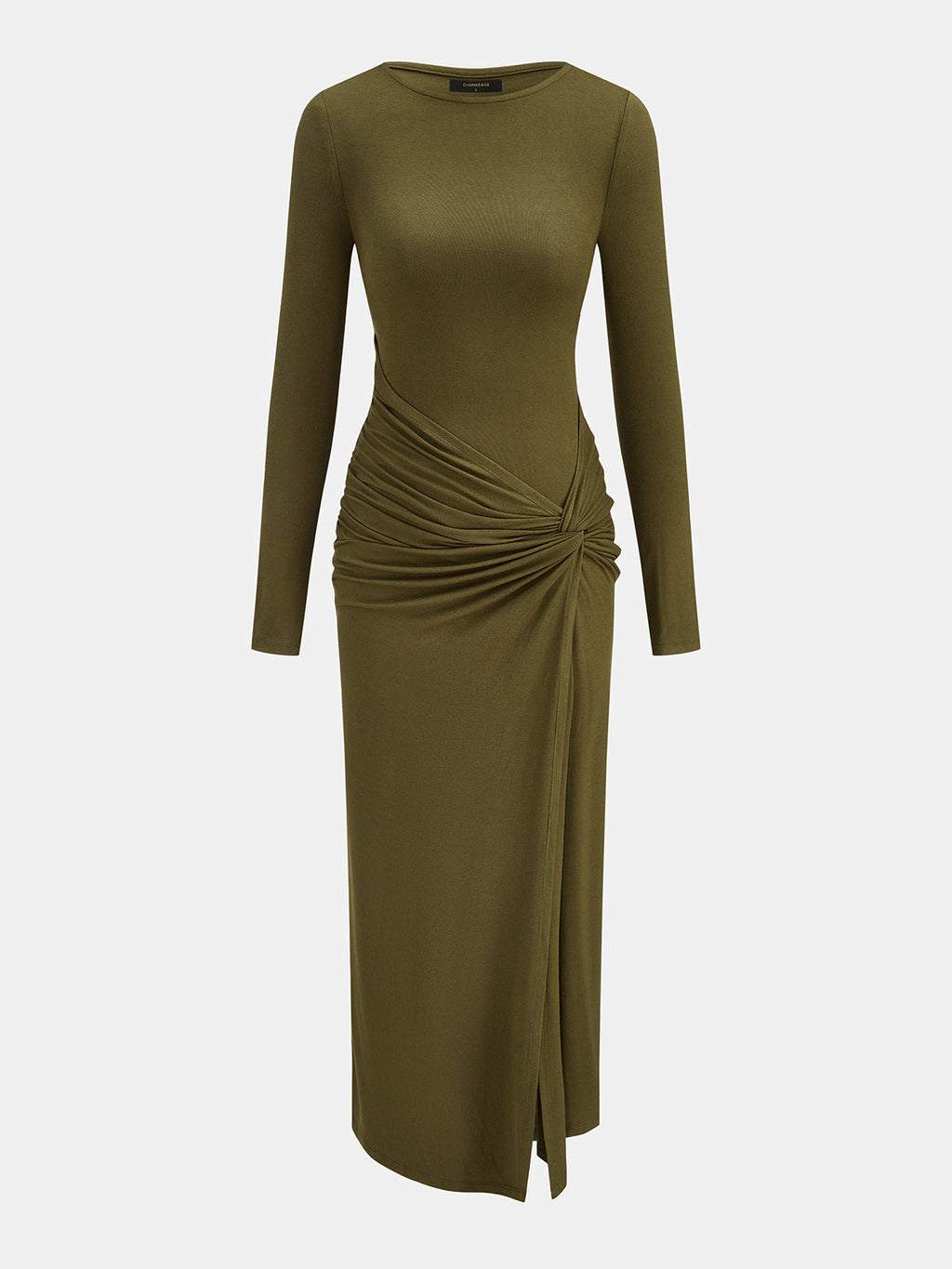 Manga Larga nudo Knot High Slit Vestido Largo