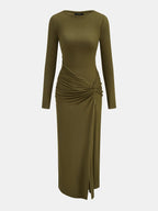 Manga Larga nudo Knot High Slit Vestido Largo
