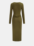 Manga Larga nudo Knot High Slit Vestido Largo