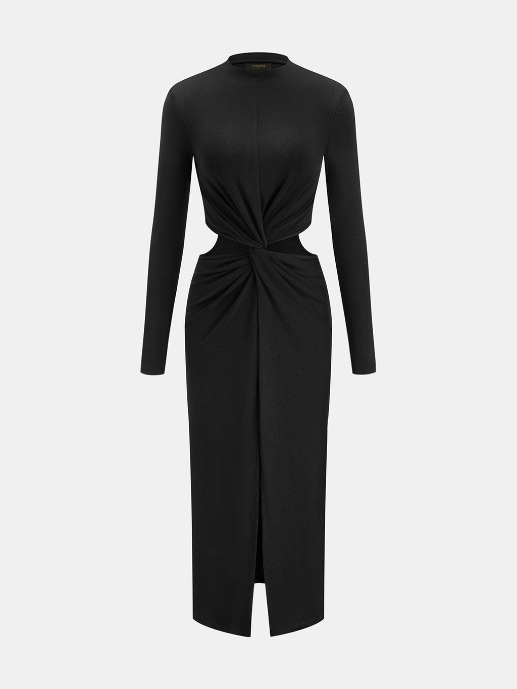 Manga Larga nudo Cut-Out Slit Vestido Largo