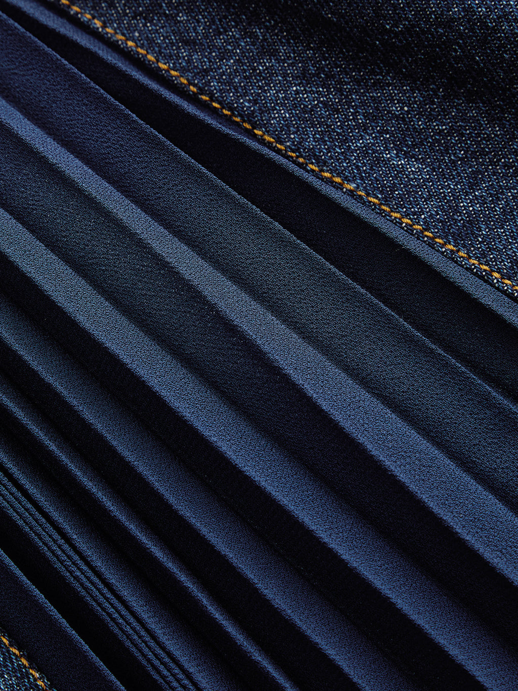 Plisado gasa Panel Pierna Ancha Jeans