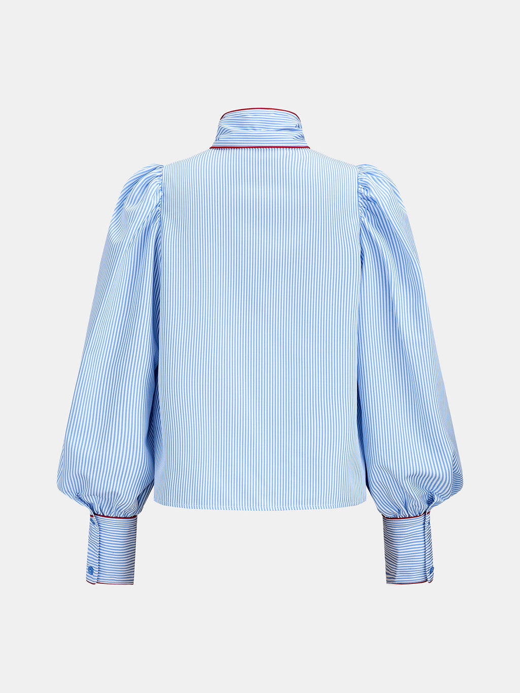 Contraste Piping Lazo cuello Rayas Blusa