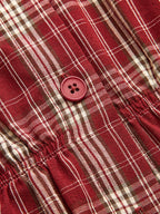 Cuadros Cinched cintura Peplum Camisa