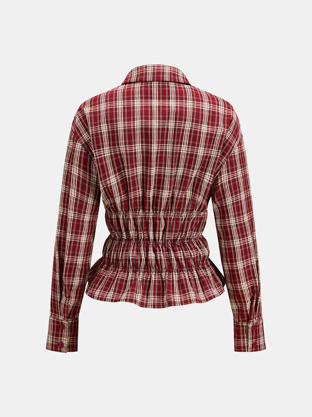 Cuadros Cinched cintura Peplum Camisa