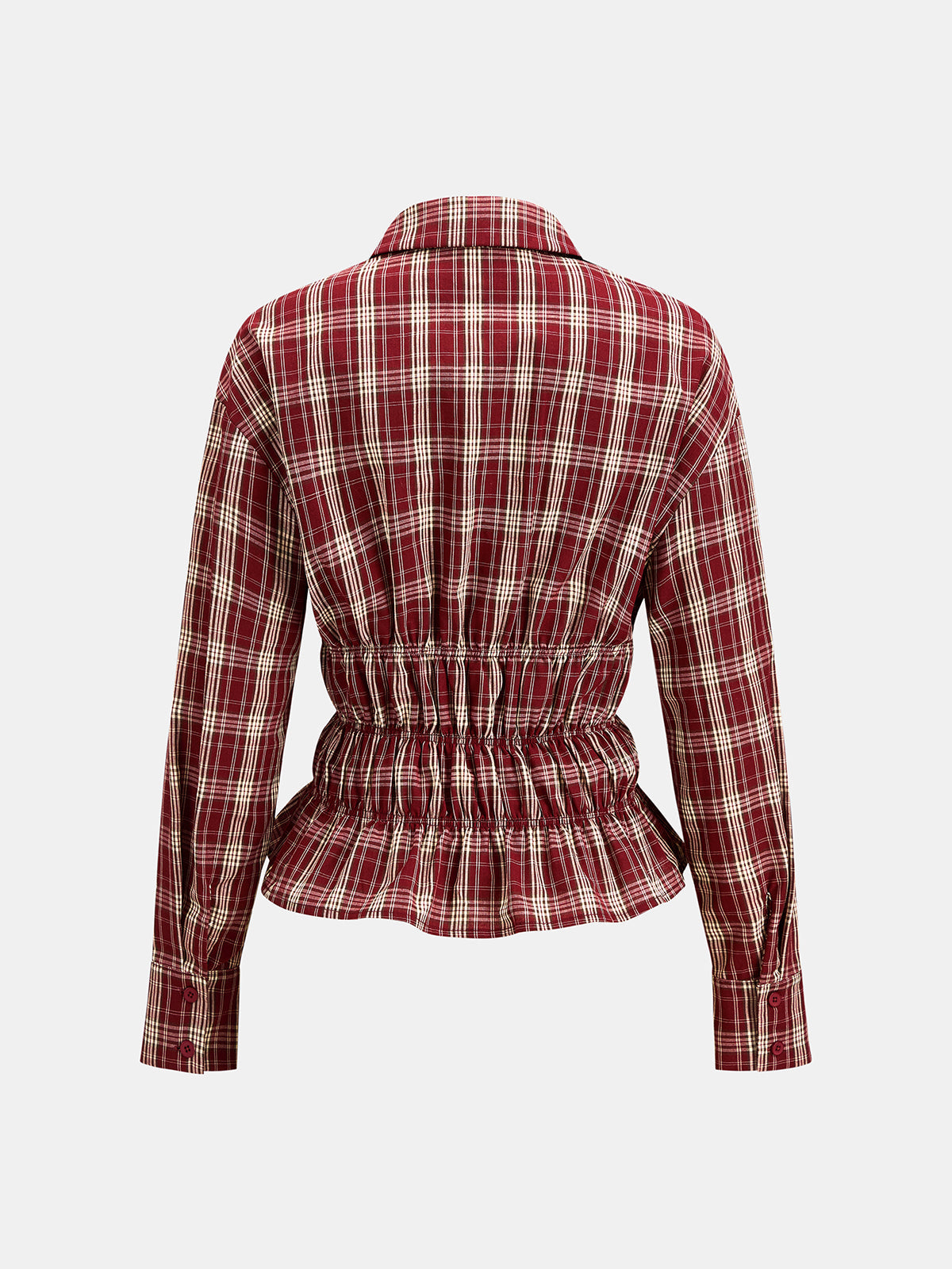 Cuadros Cinched cintura Peplum Camisa