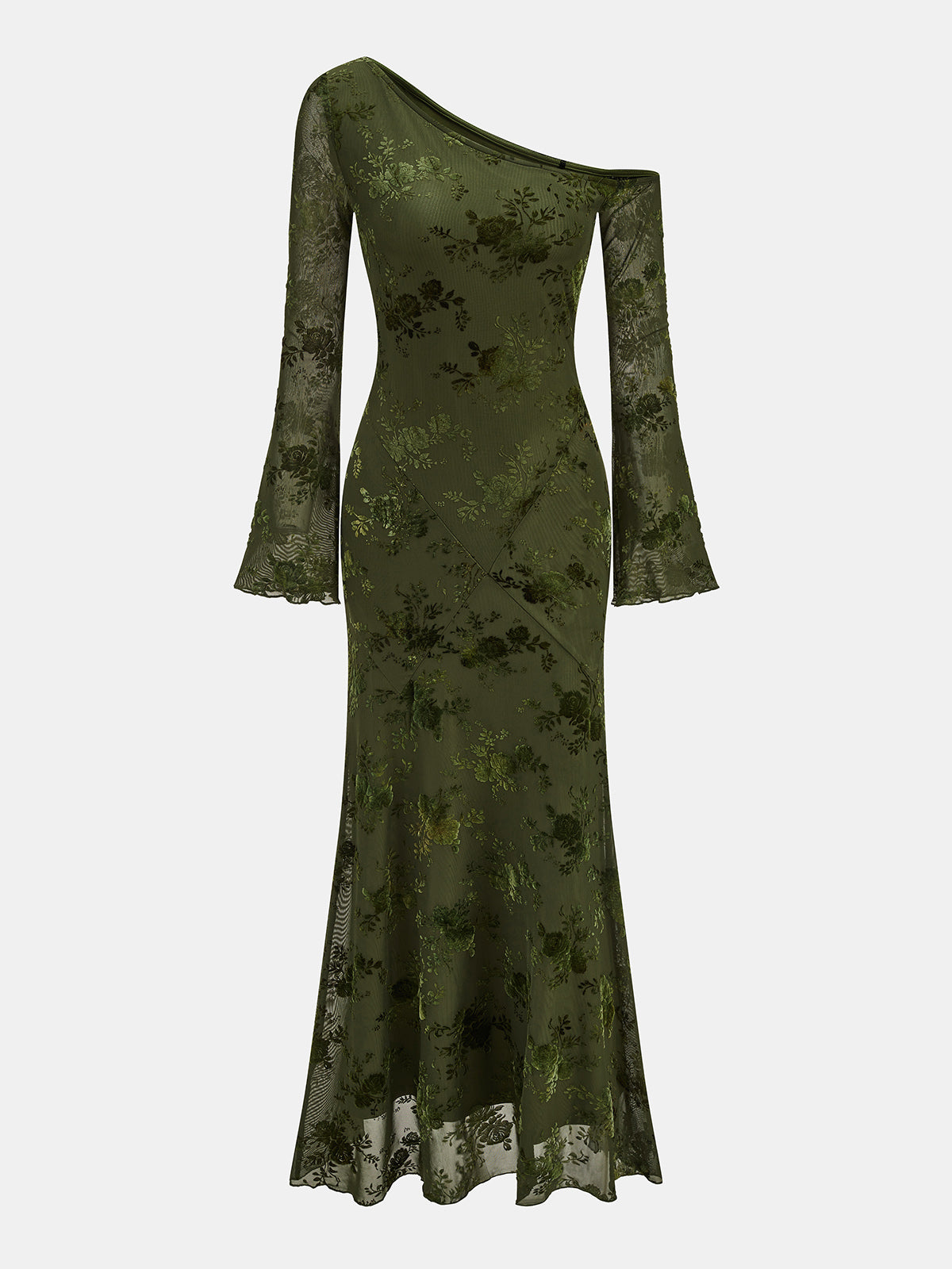 Vestido Maxi Floral de Un Hombro