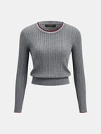 Ribete en Contraste Cable Punto Top Plisado Falda Set
