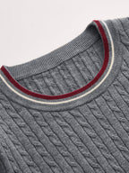 Ribete en Contraste Cable Punto Top Plisado Falda Set