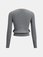 Ribete en Contraste Cable Punto Top Plisado Falda Set