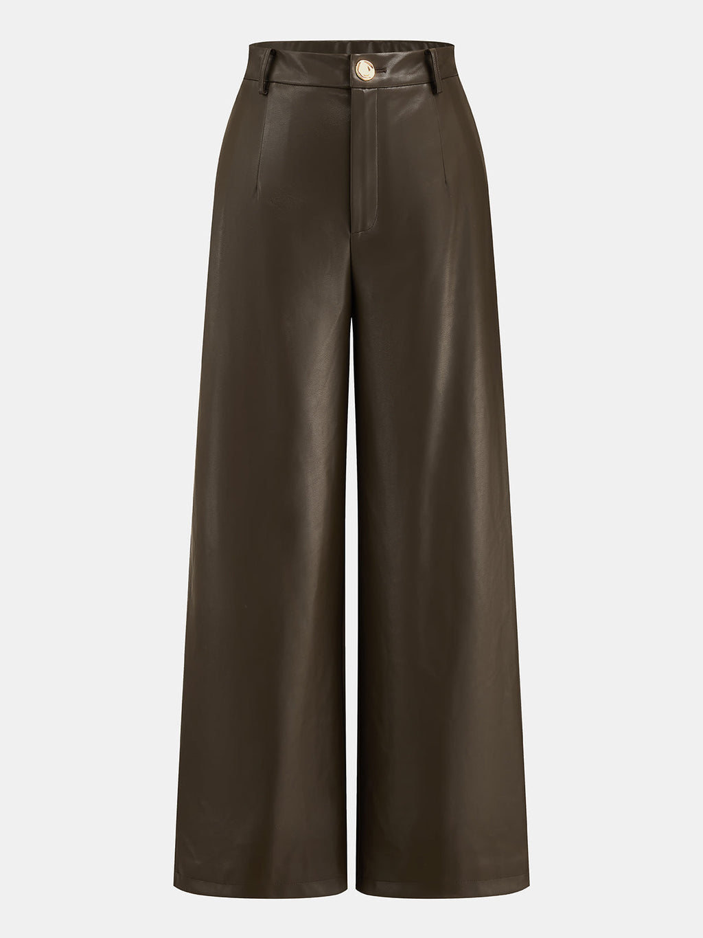 Tiro Alto Efecto Piel Pierna Ancha Pantalón