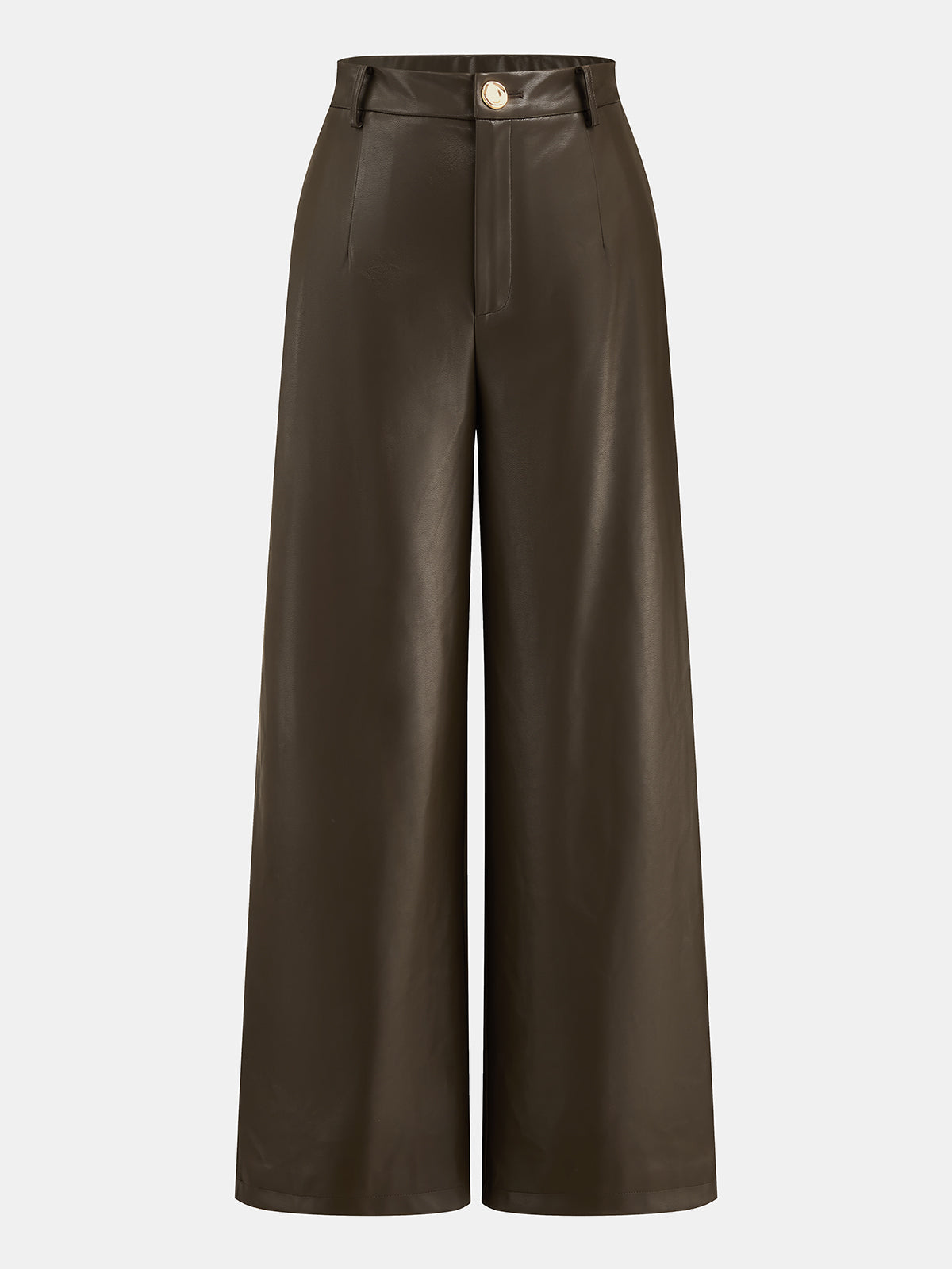 Tiro Alto Efecto Piel Pierna Ancha Pantalón