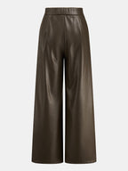 Tiro Alto Efecto Piel Pierna Ancha Pantalón