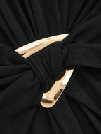Cuello Alto cintura-Knot Mezcla de Lana Minivestido