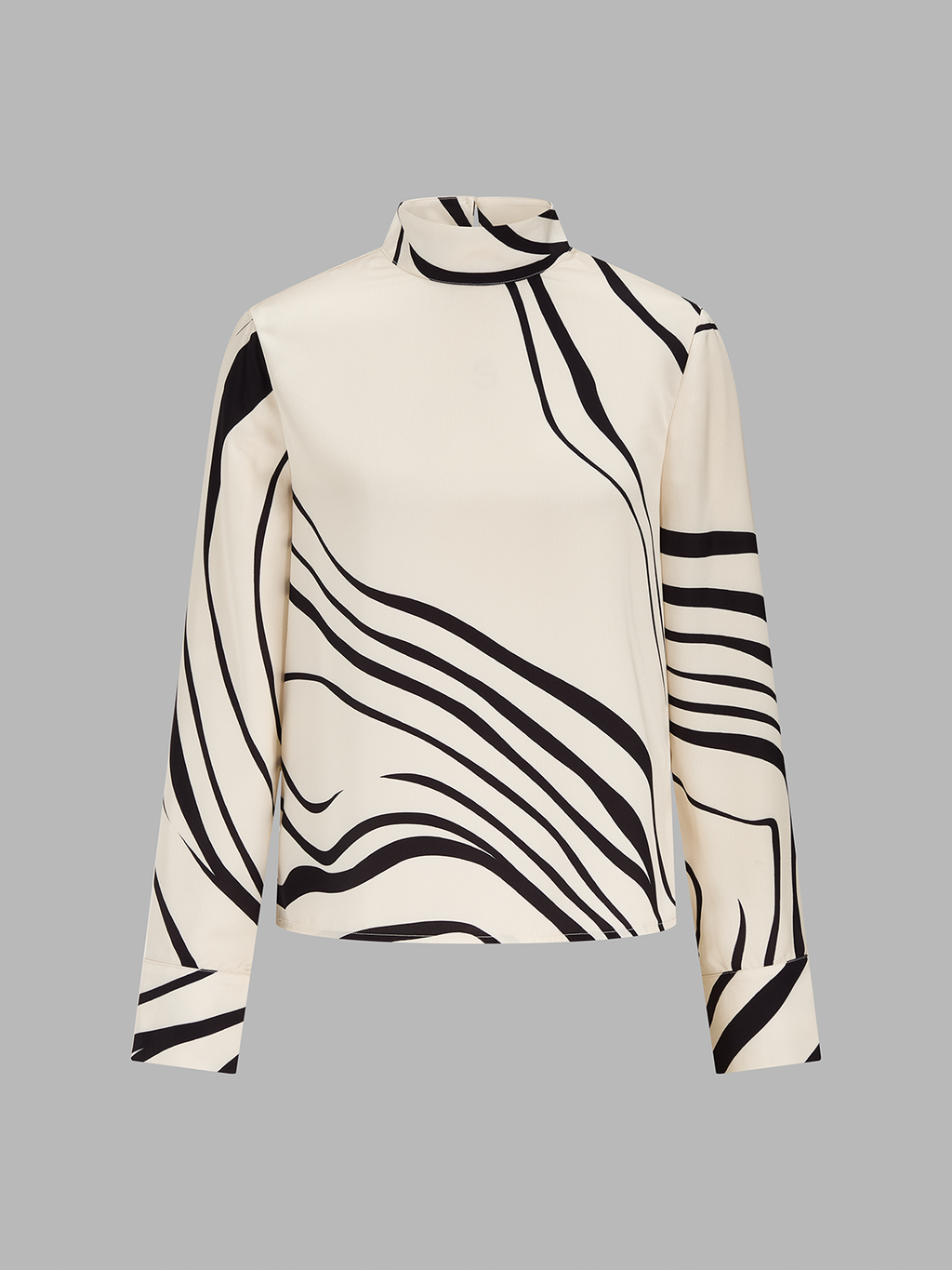 Abstract Wave estampado Cuello Alto Blusa