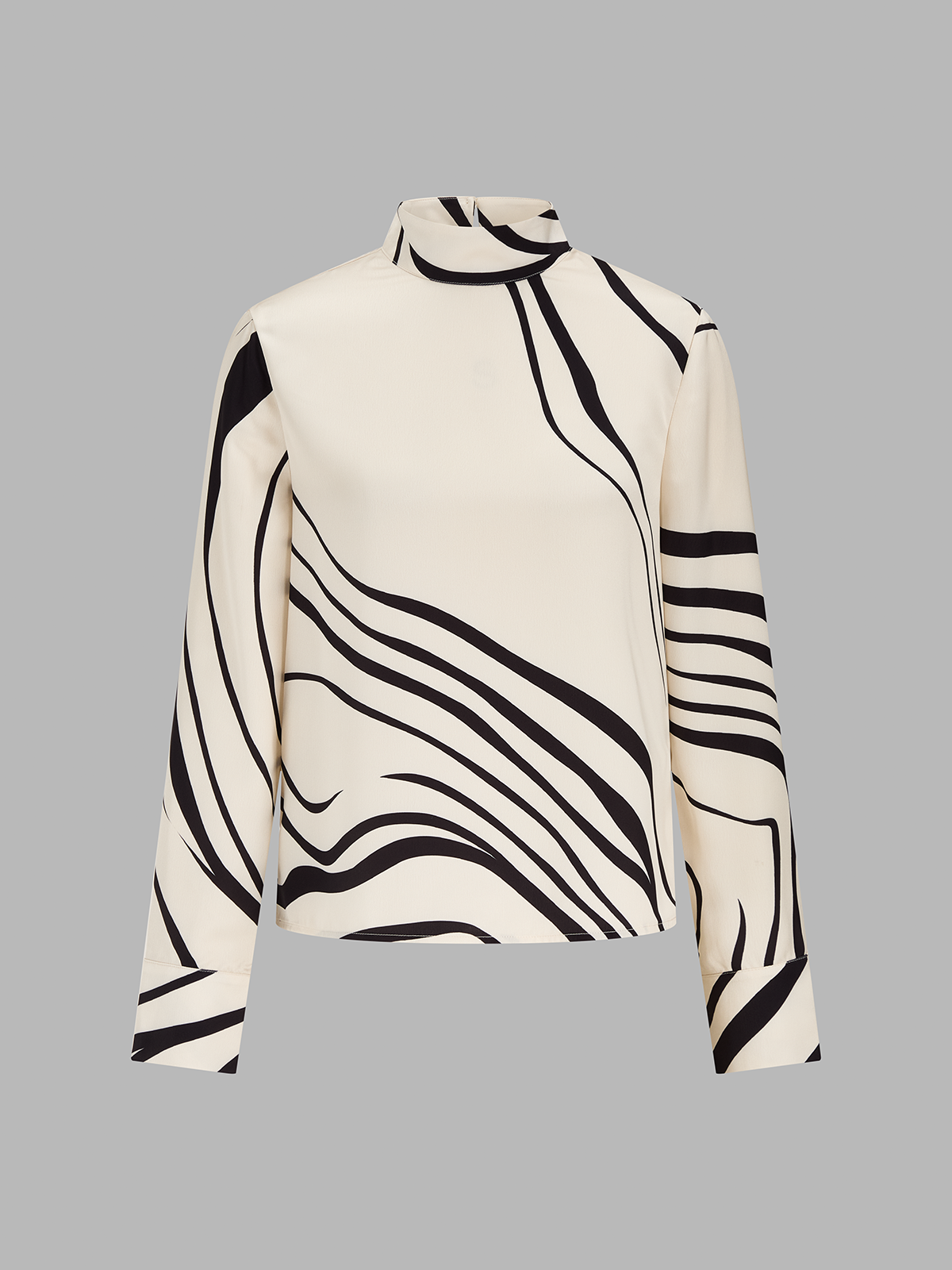 Abstract Wave estampado Cuello Alto Blusa