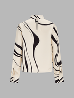 Abstract Wave estampado Cuello Alto Blusa