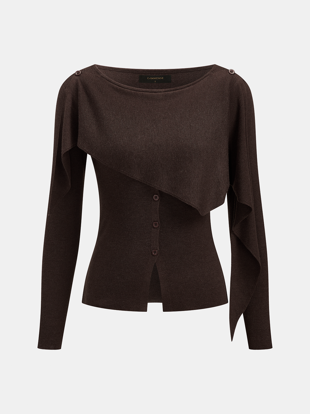 Asimétrico Capa-Detalle botón Punto Blusa